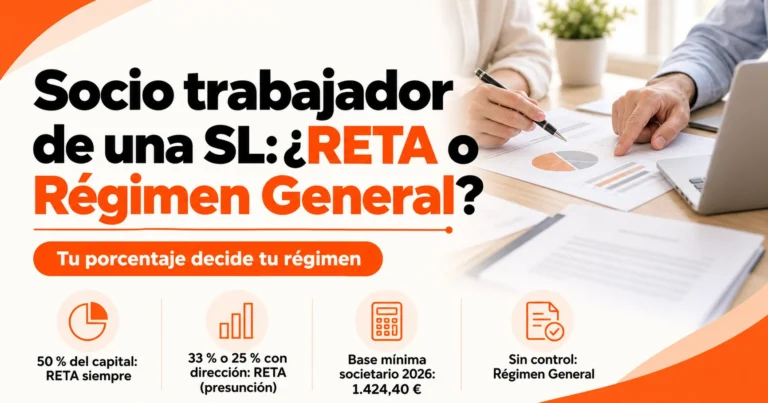 Socio trabajador de una SL: guía 2026 para saber si cotiza en el RETA o en el Régimen General