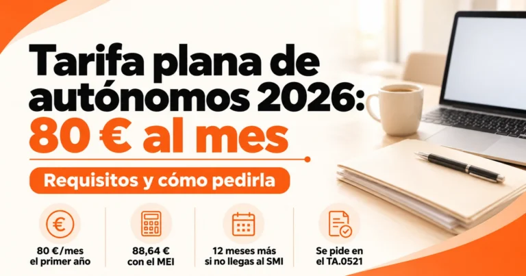 Tarifa plana de autónomos 2026: 80 euros al mes, 88,64 con el MEI, requisitos y cómo solicitarla