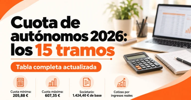 Cuota de autónomos 2026: tabla de los 15 tramos de cotización por ingresos reales