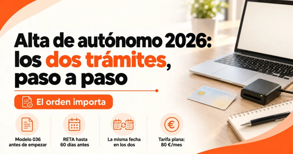Alta de autónomo en 2026: modelo 036 en Hacienda y alta en el RETA, paso a paso