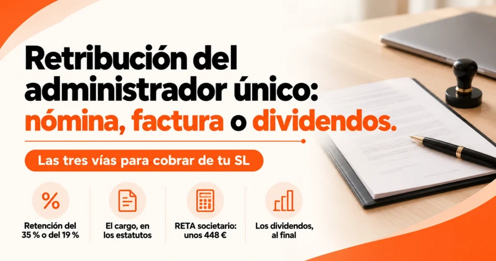 Retribución del administrador único en 2026: nómina, factura o dividendos y sus retenciones