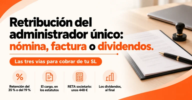 Retribución del administrador único en 2026: nómina, factura o dividendos y sus retenciones