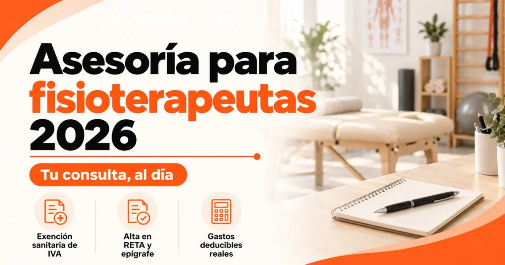 Asesoría para fisioterapeutas en 2026: exención sanitaria de IVA, alta en RETA con el epígrafe correcto y gastos deducibles