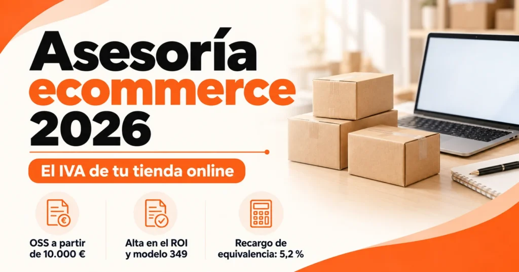 Asesoría ecommerce 2026: umbral OSS de 10.000 euros, alta en el ROI con modelo 349 y recargo de equivalencia del 5,2 por ciento
