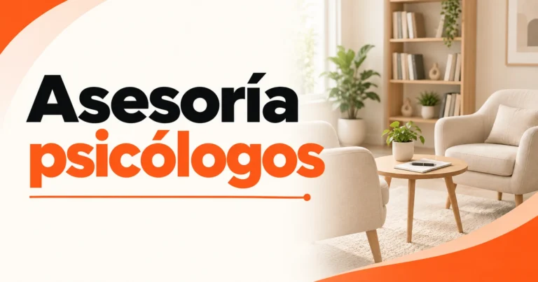 Asesoría para psicólogos: consulta con butacas, libreta y estantería