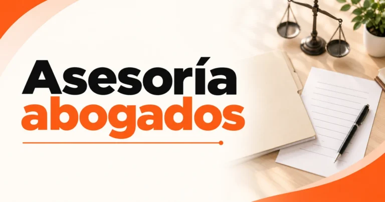 Asesoría abogados: expediente, balanza y factura sobre un escritorio