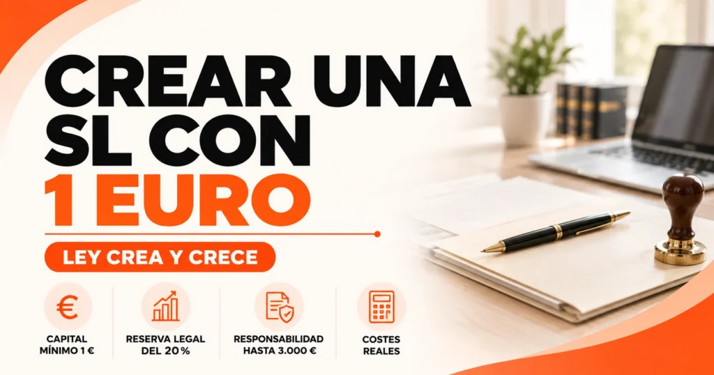 Crear una SL con 1 euro de capital en 2026: reserva legal, responsabilidad de los socios y costes de constitución