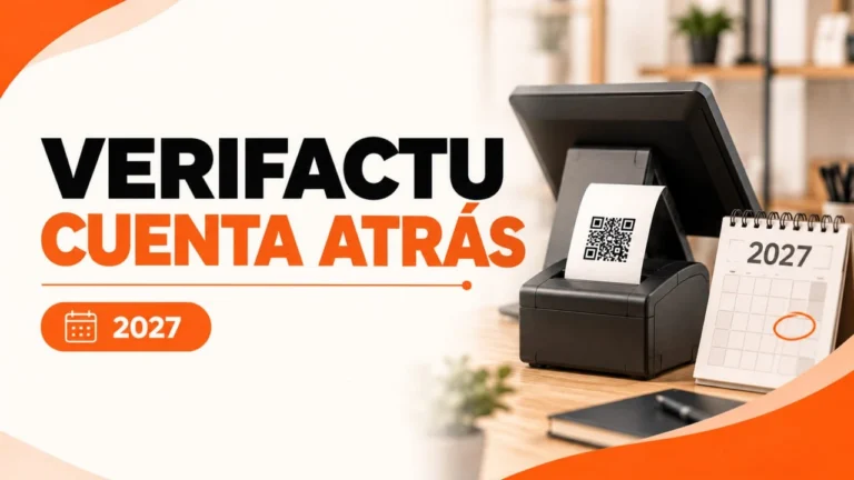 Verifactu 2027: TPV y tique con código QR sobre el mostrador de un negocio